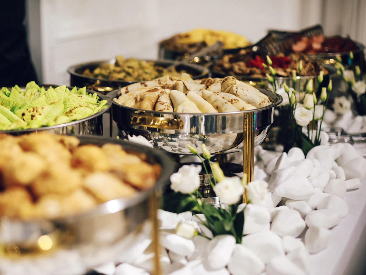 Platters laid out for a catered service