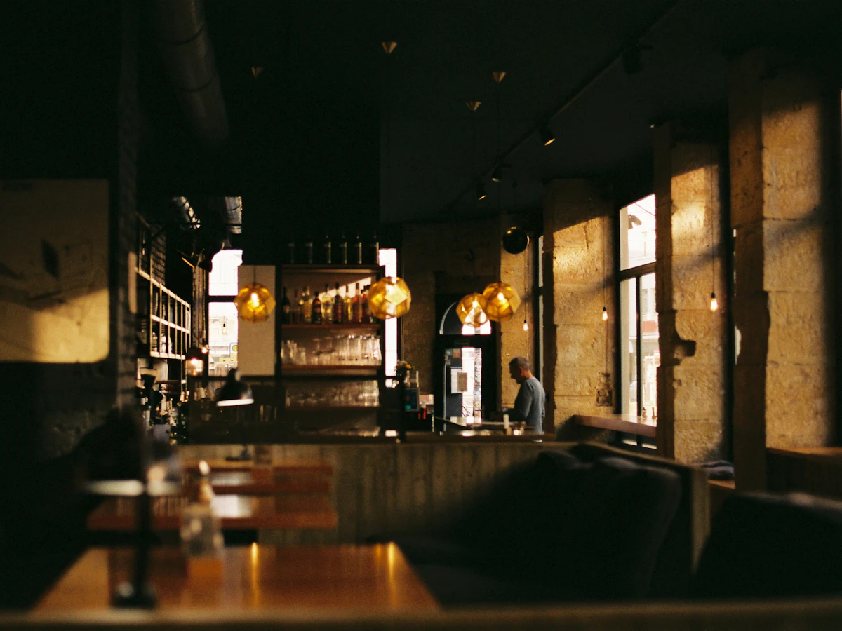 The private dining room, laid for an evening service