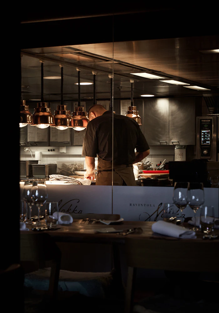 A chef working the line