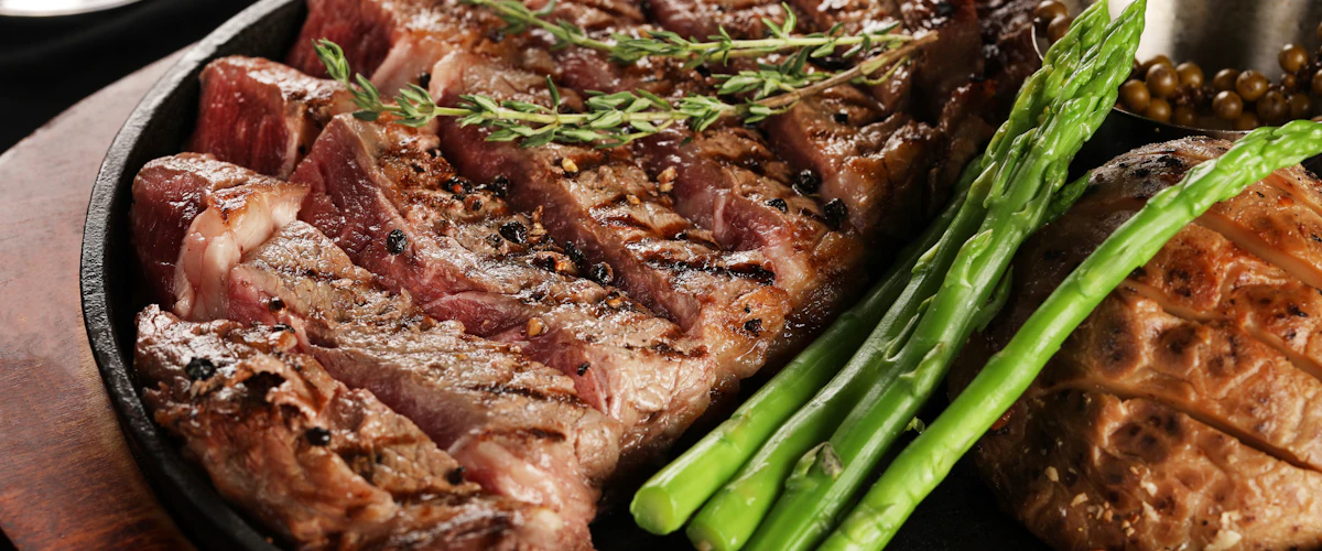 Steak over live hardwood